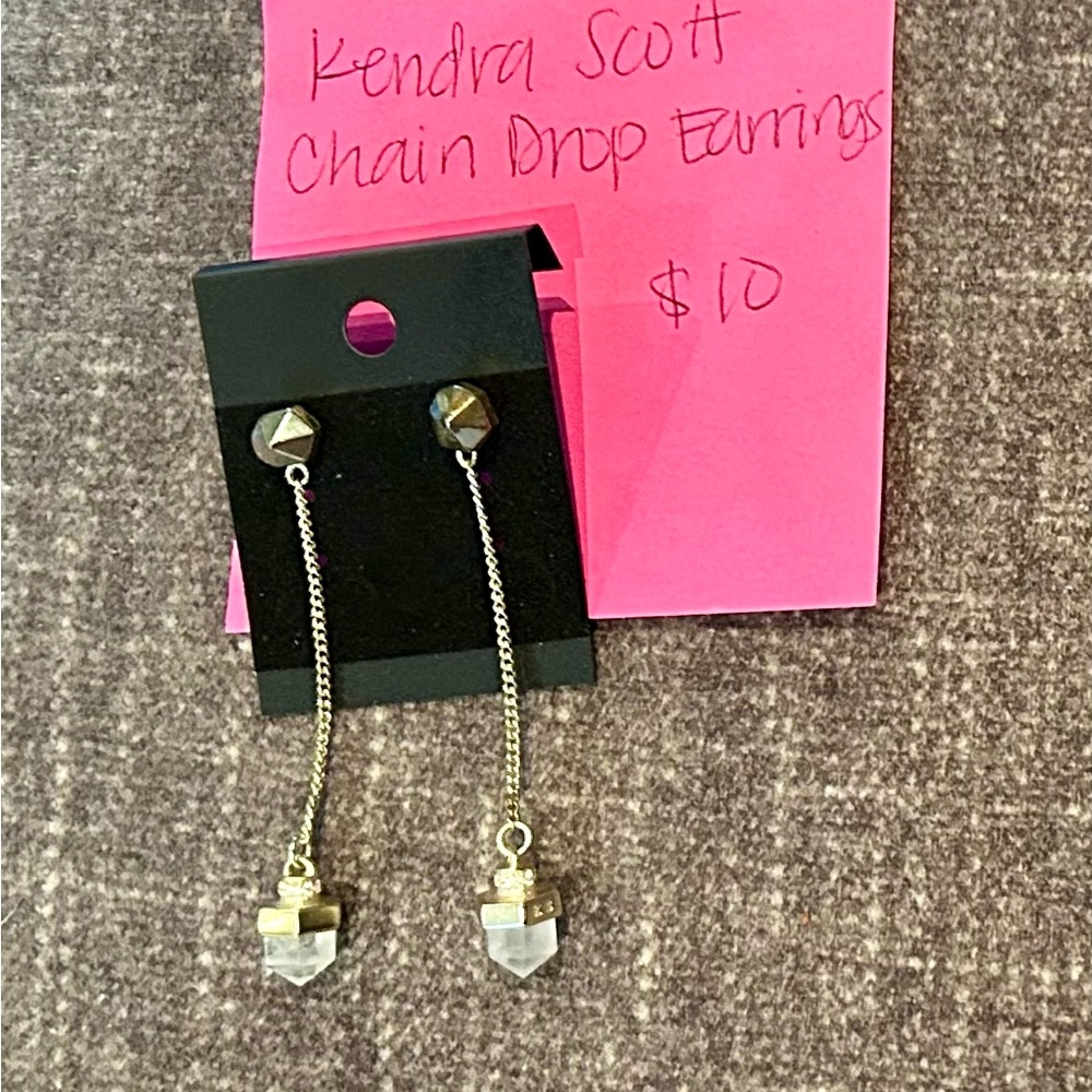 Kendra Scott Gold Chain Earrings with Crystal Accents